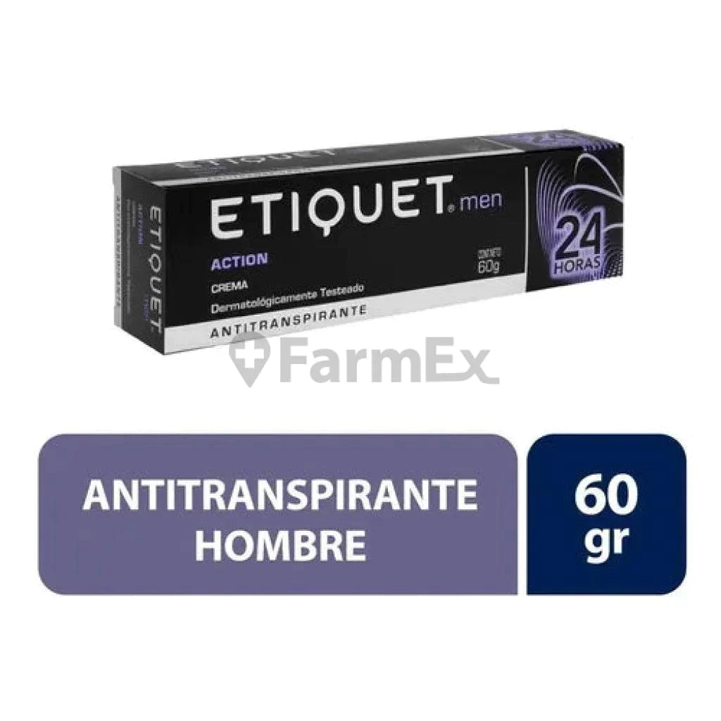 Etiquet Men Action 24 h Crema x 60 g Farmex-Fonasa-Persistente